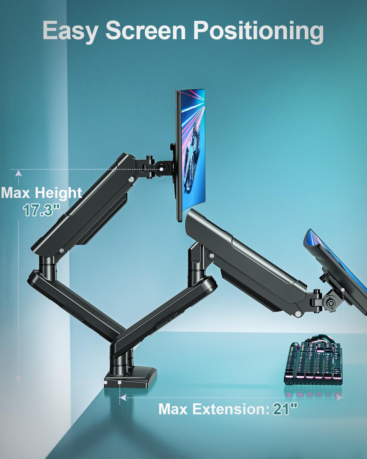 Freelift Pro Monitor Desk Mount 13-32 Inch Gas Spring Arm