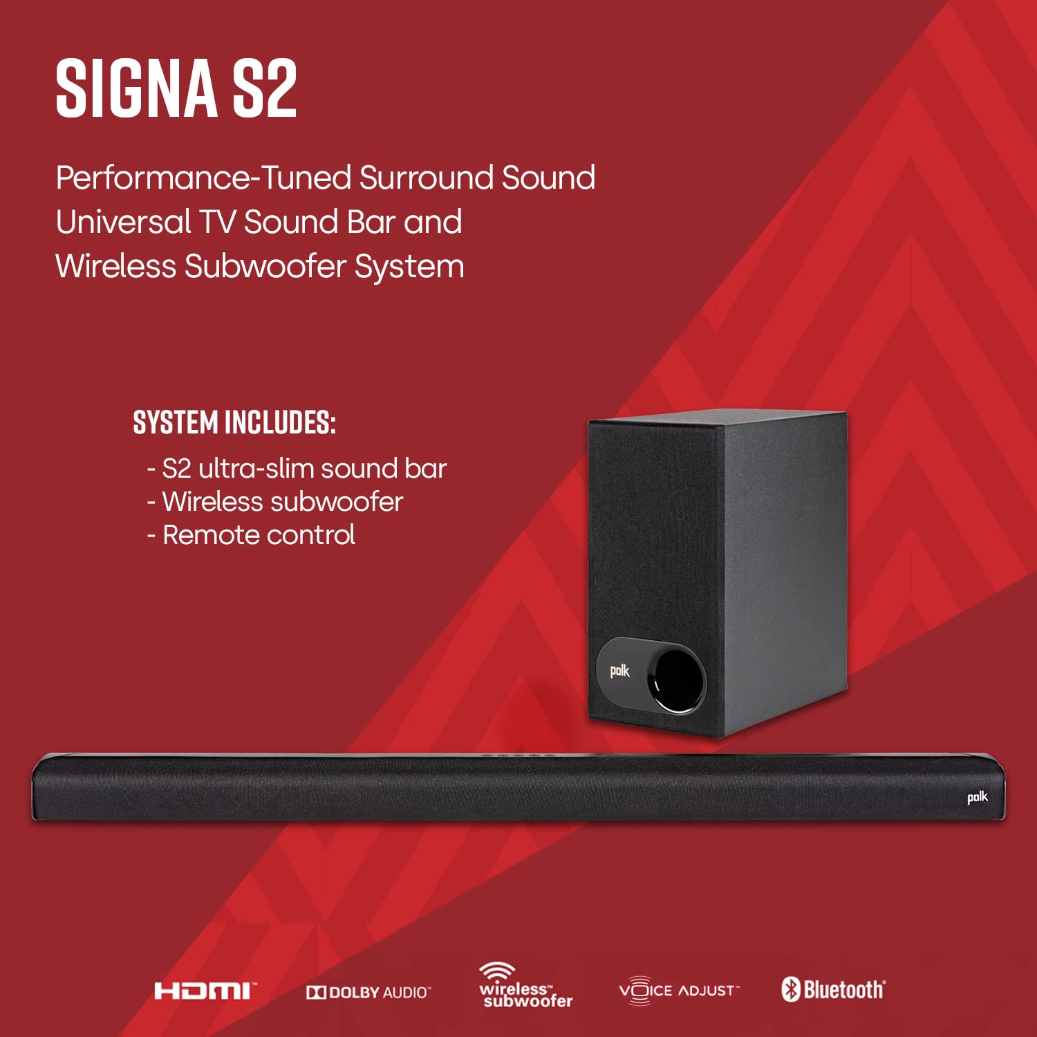 Polk Audio Signa S2 Sound Bar with Wireless Subwoofer