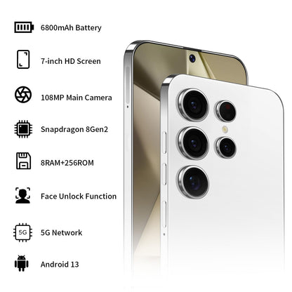 Unlocked S24 Ultra Android Phone 5G 6800mAh Dual SIM 108MP Camera Titanium Black