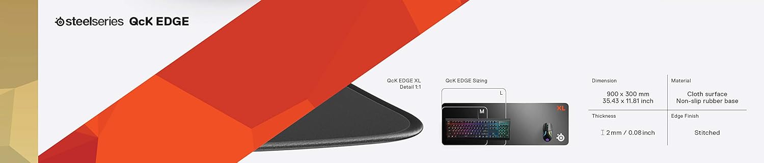 SteelSeries QcK Edge Gaming Mouse Pad Durable Smooth Surface
