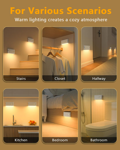 Willed Indoor Stair Lights 4 Pack Rechargeable Night Light