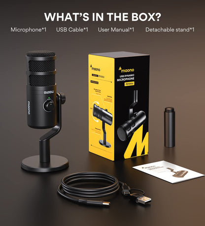 Maono PD100 XLR Cardioid Dynamic Podcast Microphone