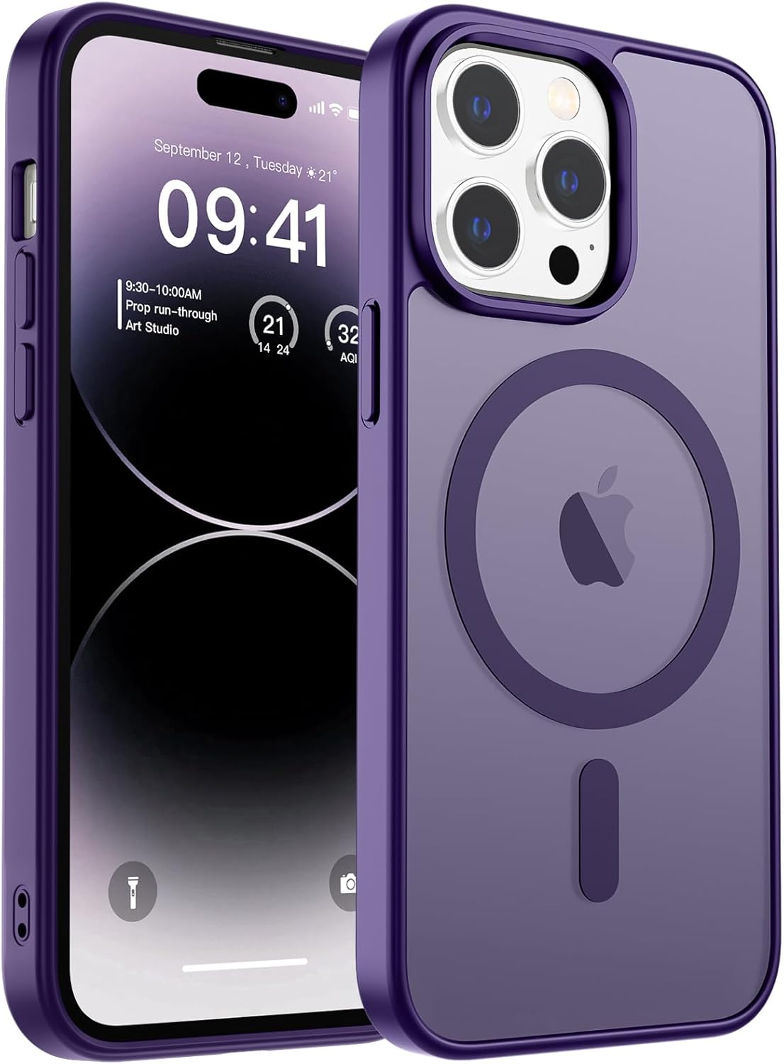 MagSafe Compatible iPhone 14 15 Case Matte Shockproof Anti Scratch Black