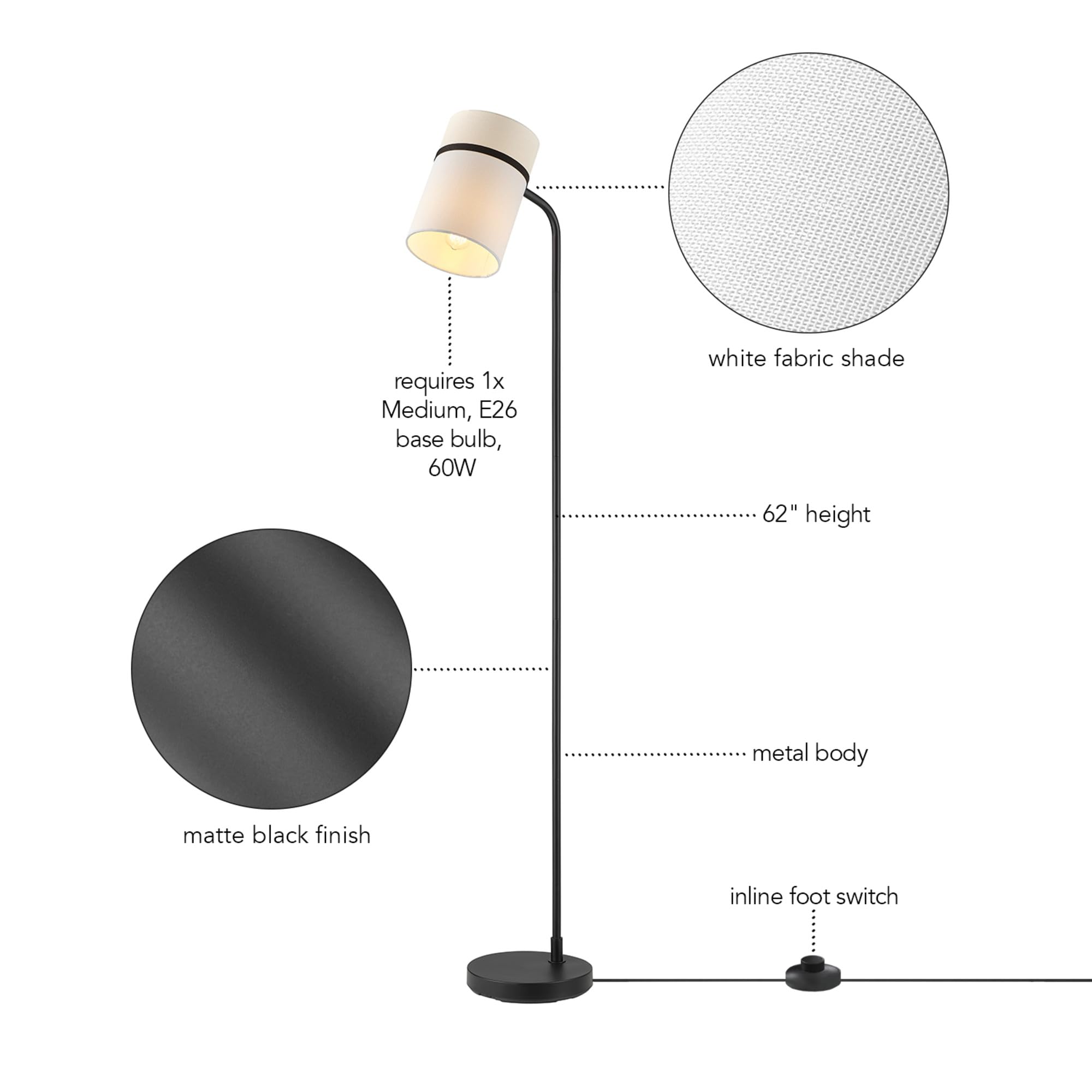 Modern 58 Inch Floor Lamp with Geometric Design