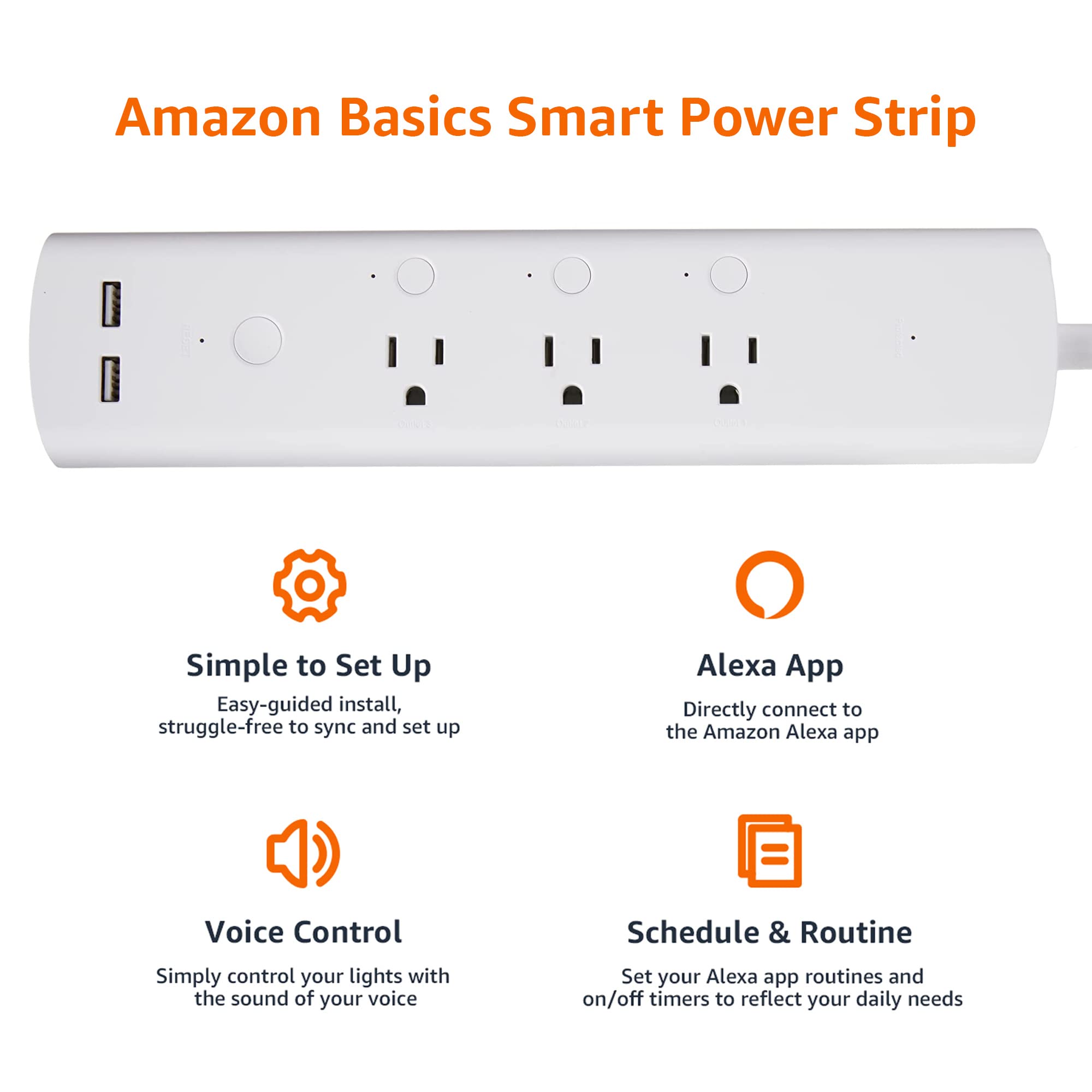 Amazon Basics Smart Power Strip With 3 Independent Outlets