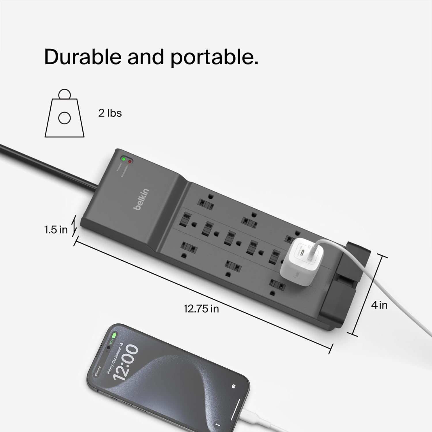 Belkin 12 Outlet Surge Protector Power Strip With 8ft Cable