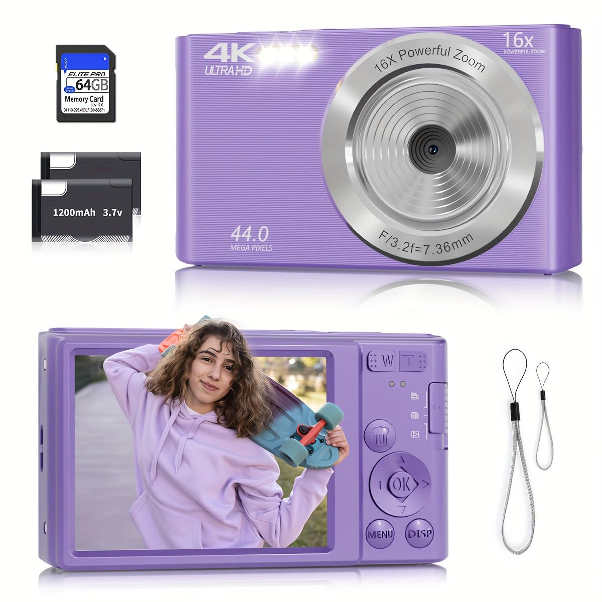 FHD 4K Digital Camera for Kids with 16X Zoom