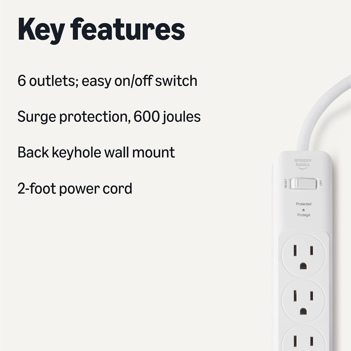 Amazon Basics Two Pack Surge Protector Power Strip 200J