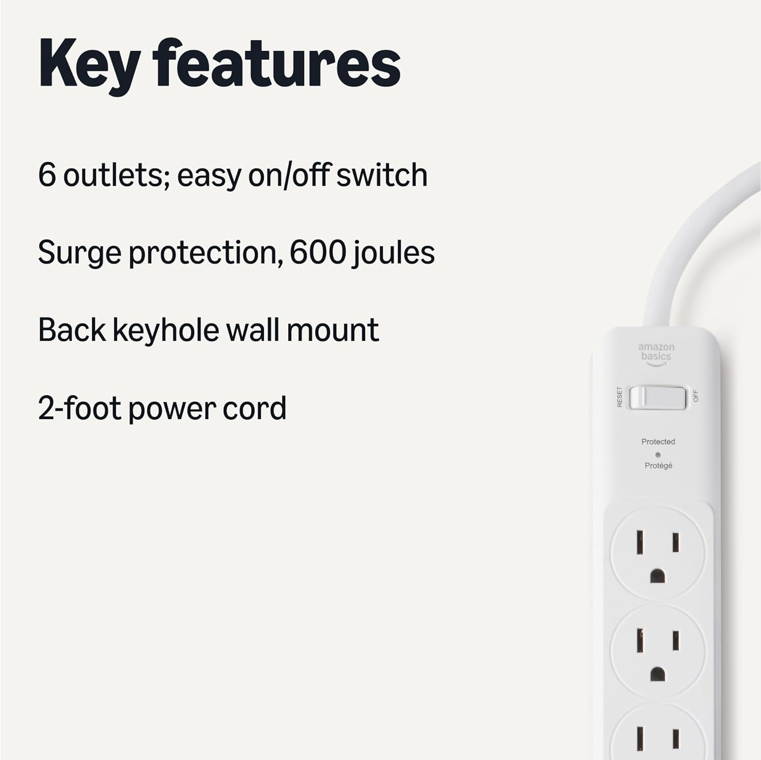 Amazon Basics Two Pack Surge Protector Power Strip 200J