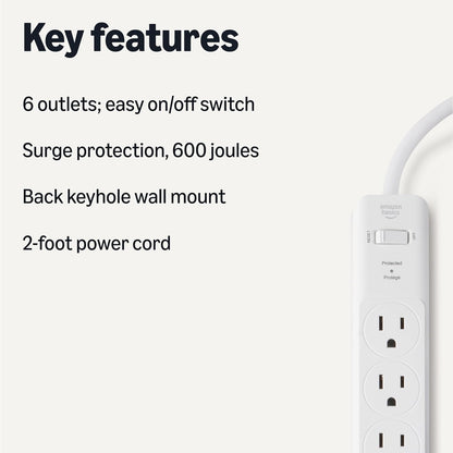 Amazon Basics Two Pack Surge Protector Power Strip 200J