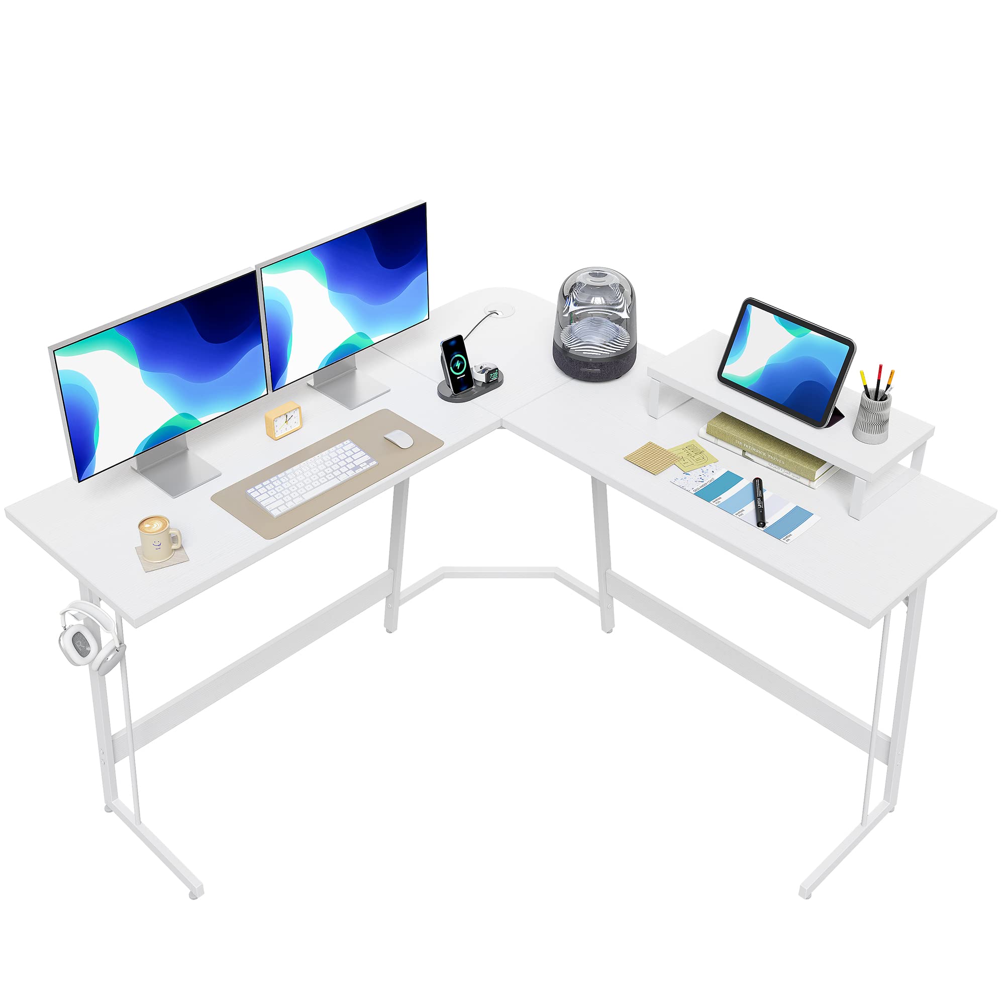 CubiCubi L Shaped Gaming Desk with Carbon Fiber Surface