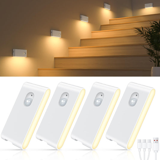 Willed Indoor Stair Lights 4 Pack Rechargeable Night Light