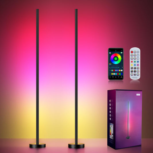 Smart RGBICW LED Corner Floor Lamp With App And Music Sync