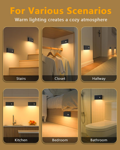 Willed Indoor Stair Lights 4 Pack Rechargeable Night Light