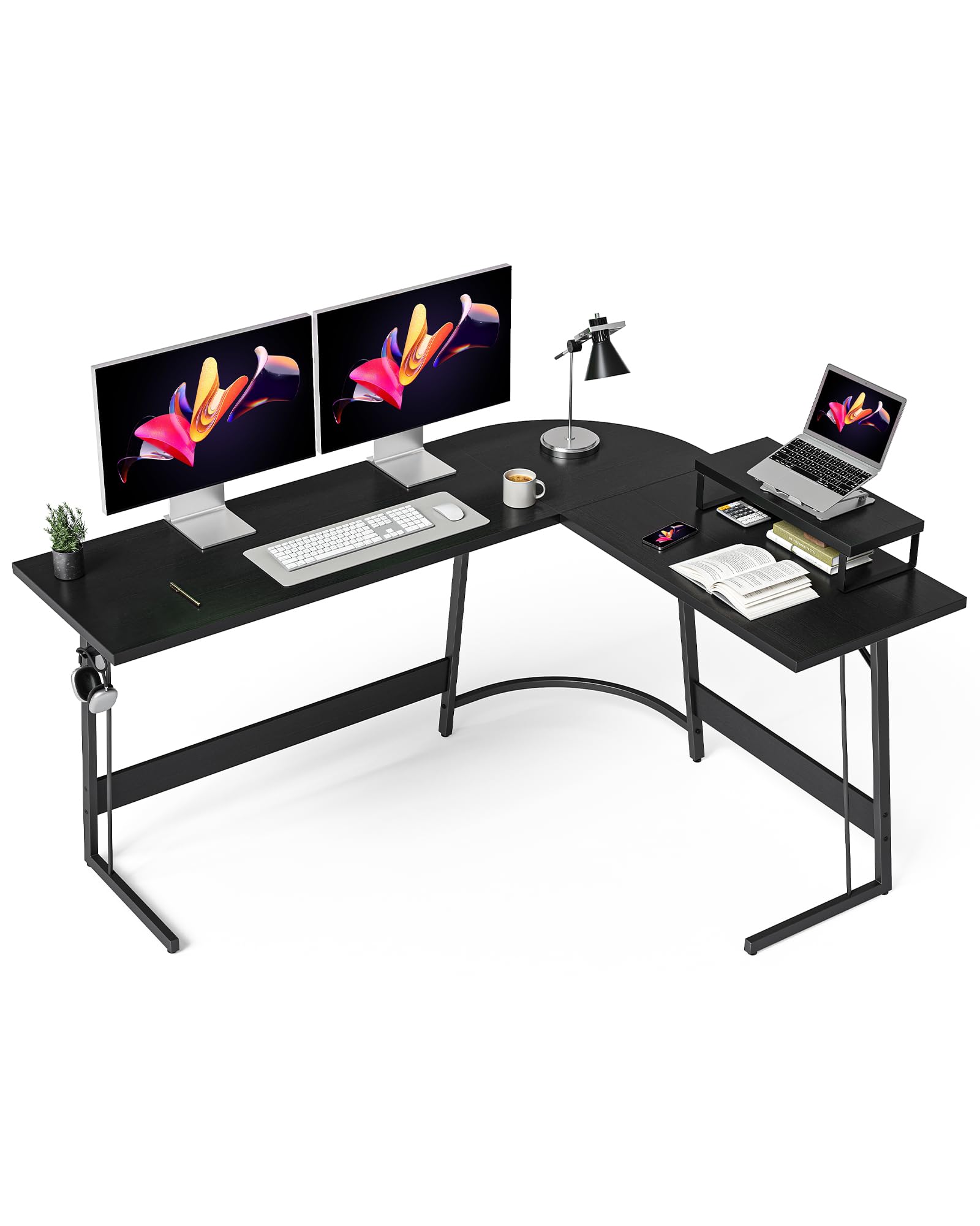 CubiCubi L Shaped Gaming Desk with Carbon Fiber Surface