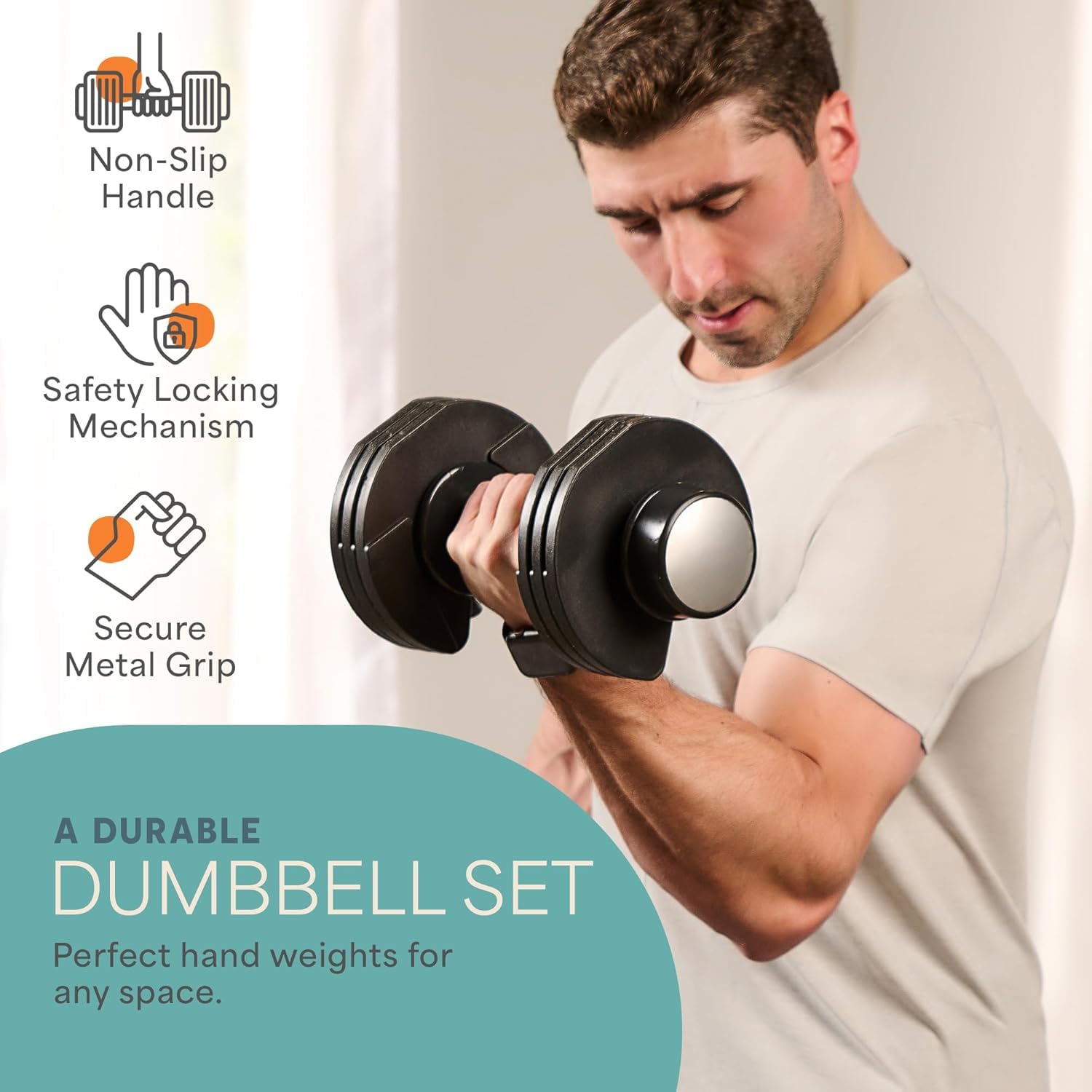 Adjustable Dumbbells Set with Rack for Home Gym
