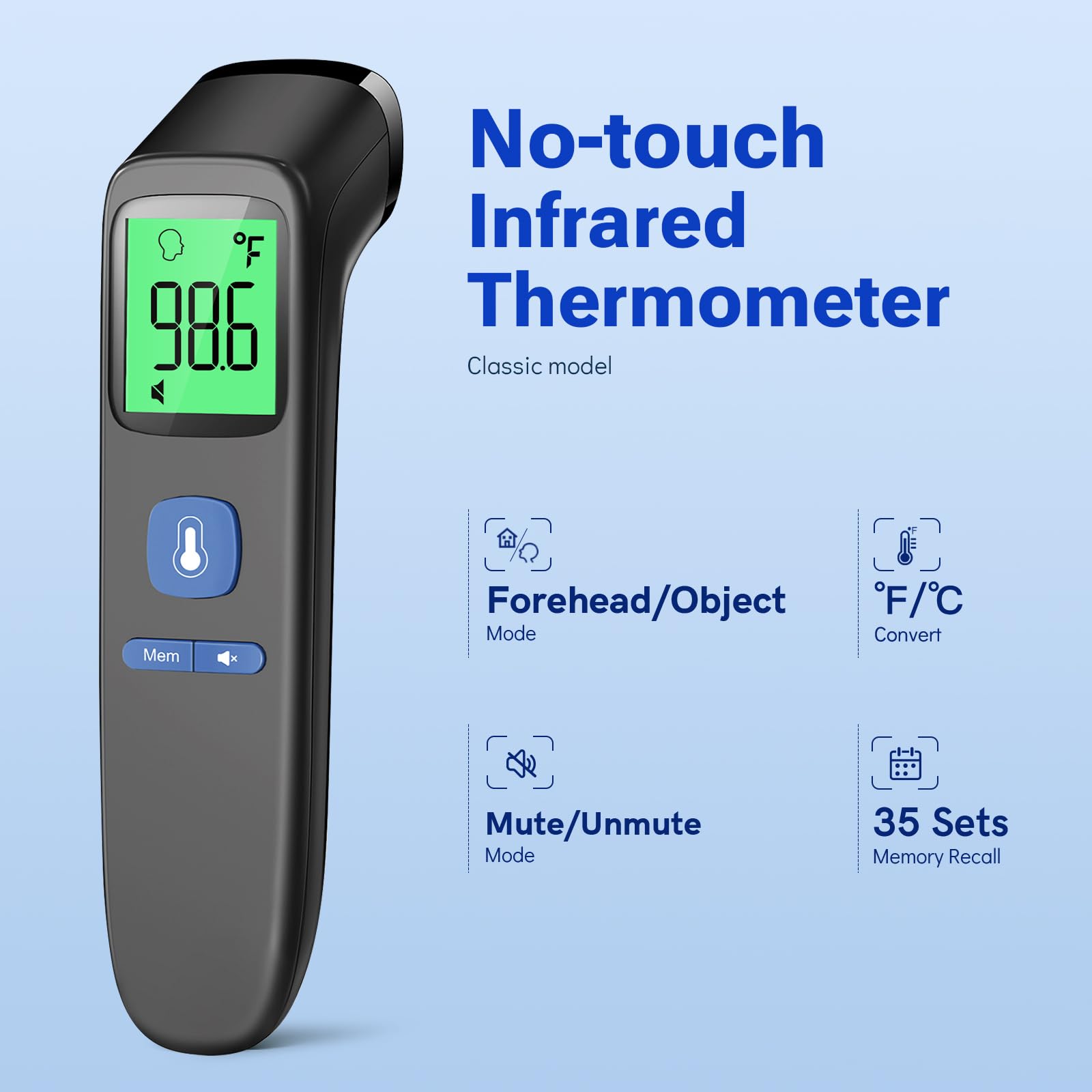 No Touch Digital Thermometer with Fever Alarm for Home Use