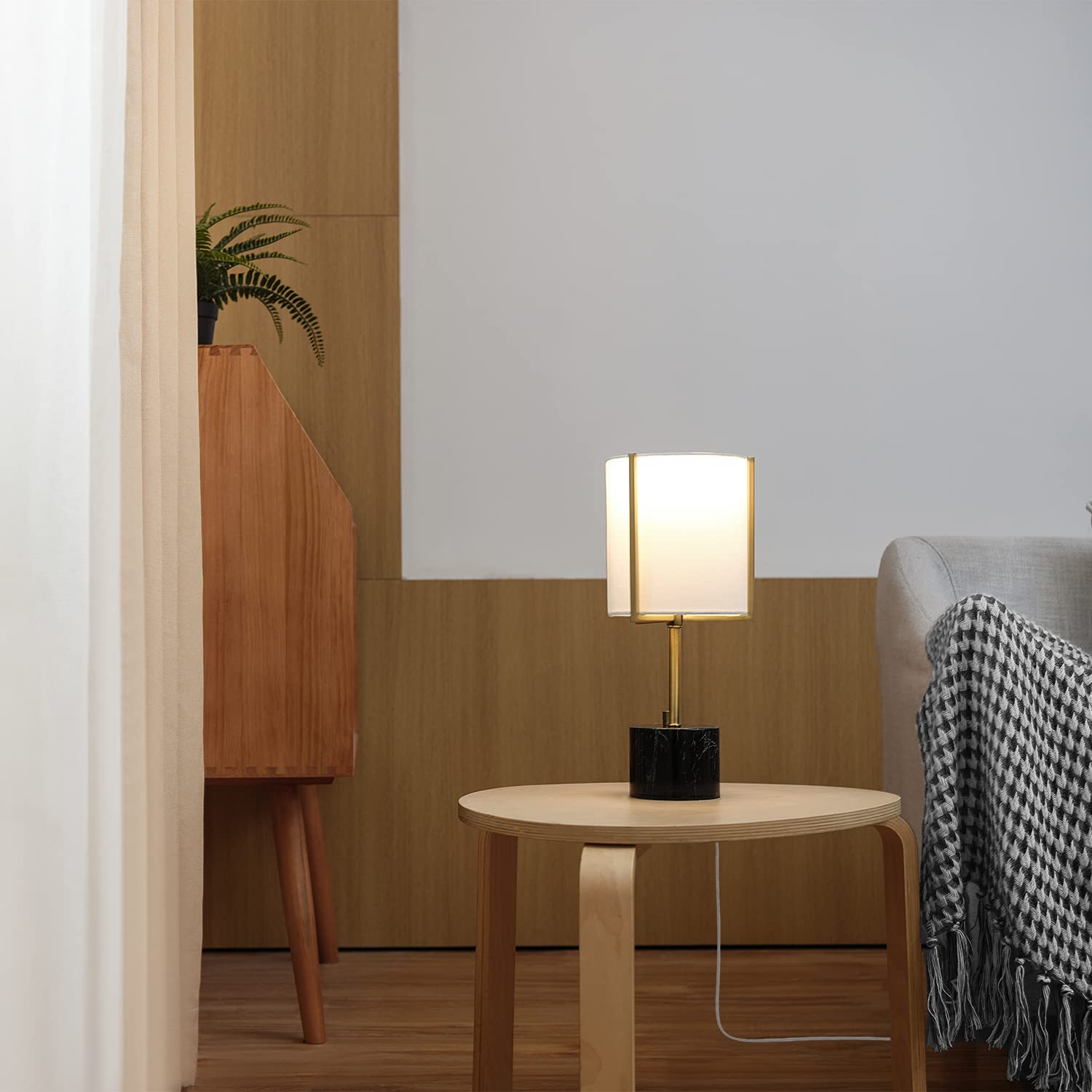 Metallic Gray Table Lamp with Dual Pull Chains for Versatile Lighting