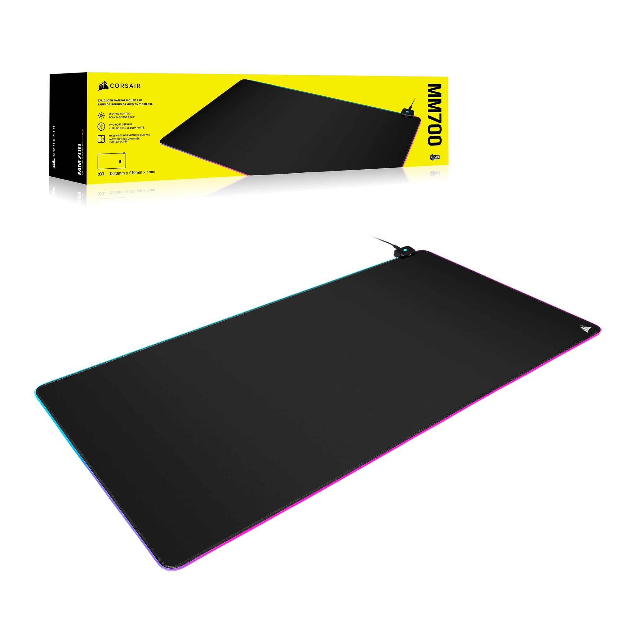 Corsair MM700 RGB Extended Gaming Mouse Pad with USB Hub