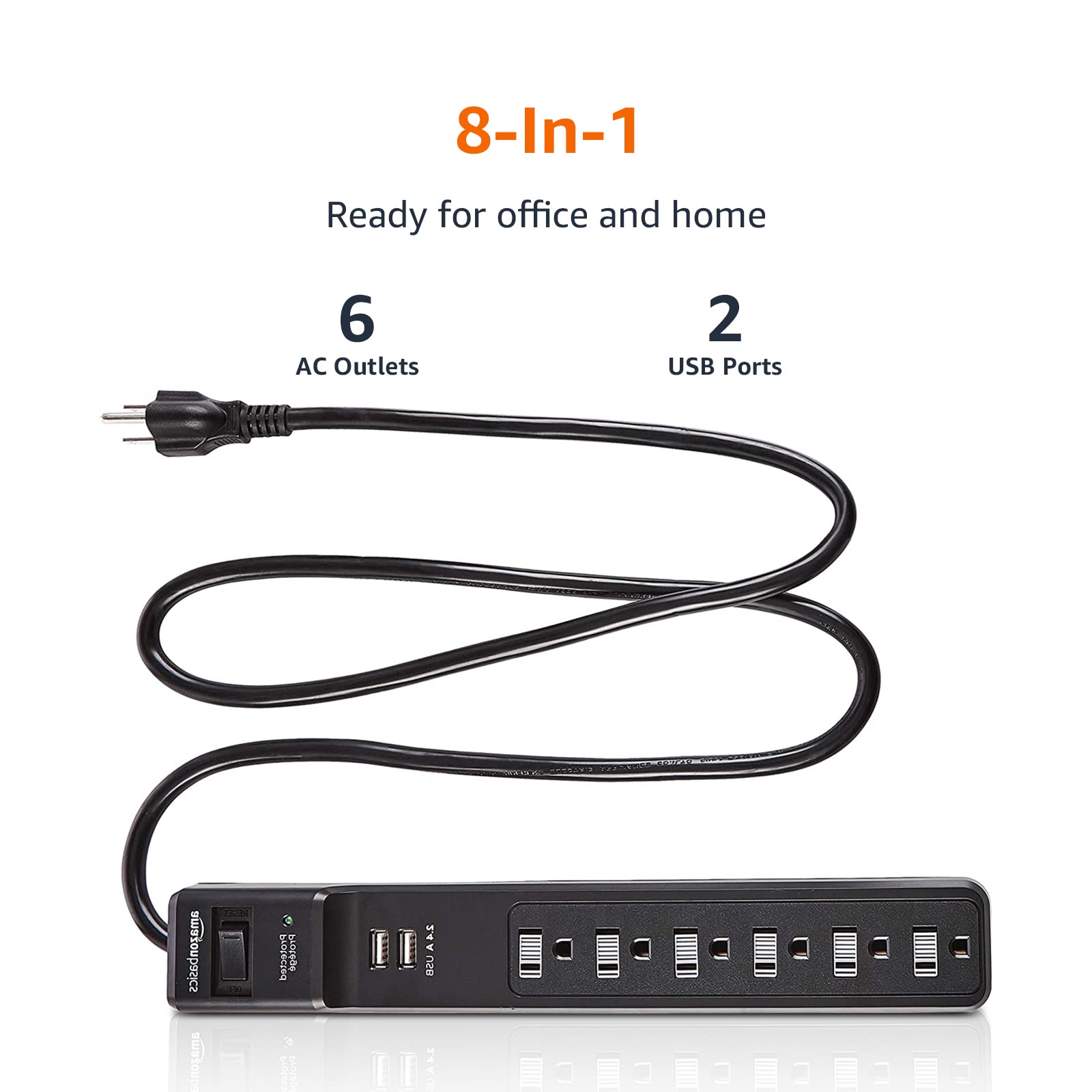 Amazon Basics Surge Protector Power Strip With USB Ports