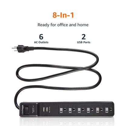 Amazon Basics Surge Protector Power Strip With USB Ports