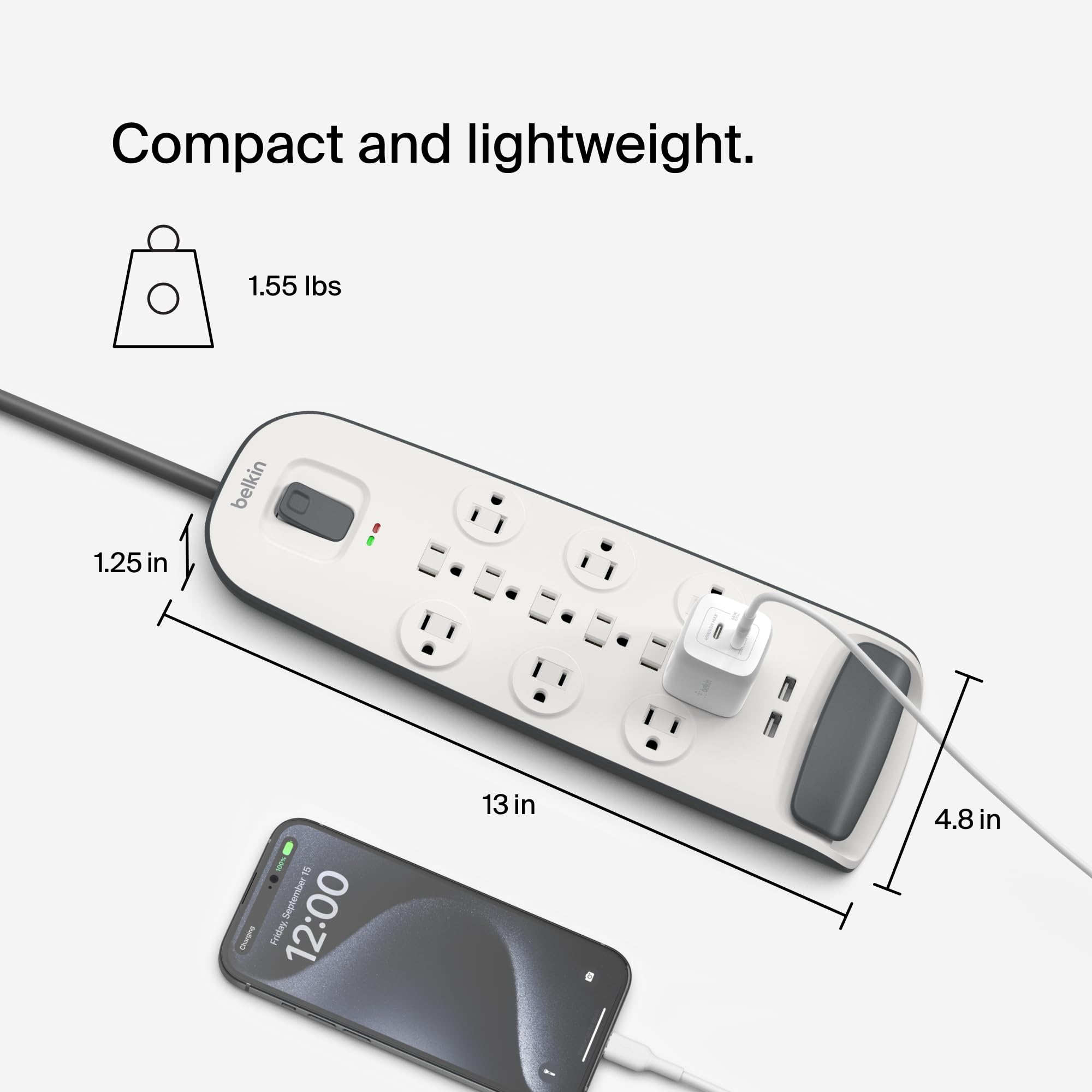 Belkin 12 Outlet Surge Protector Power Strip USB C Safe