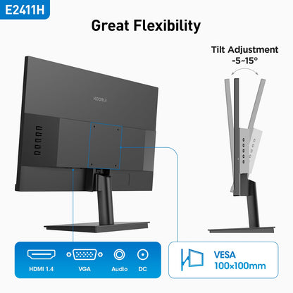KOORUI 27 Inch IPS Monitor 1080p 100Hz HDMI VGA VESA Tilt