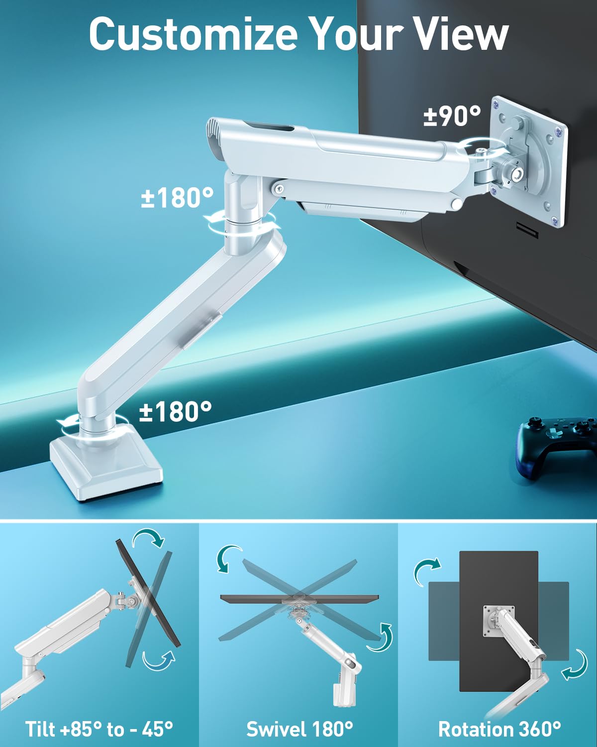 Freelift Pro Monitor Desk Mount 13-32 Inch Gas Spring Arm