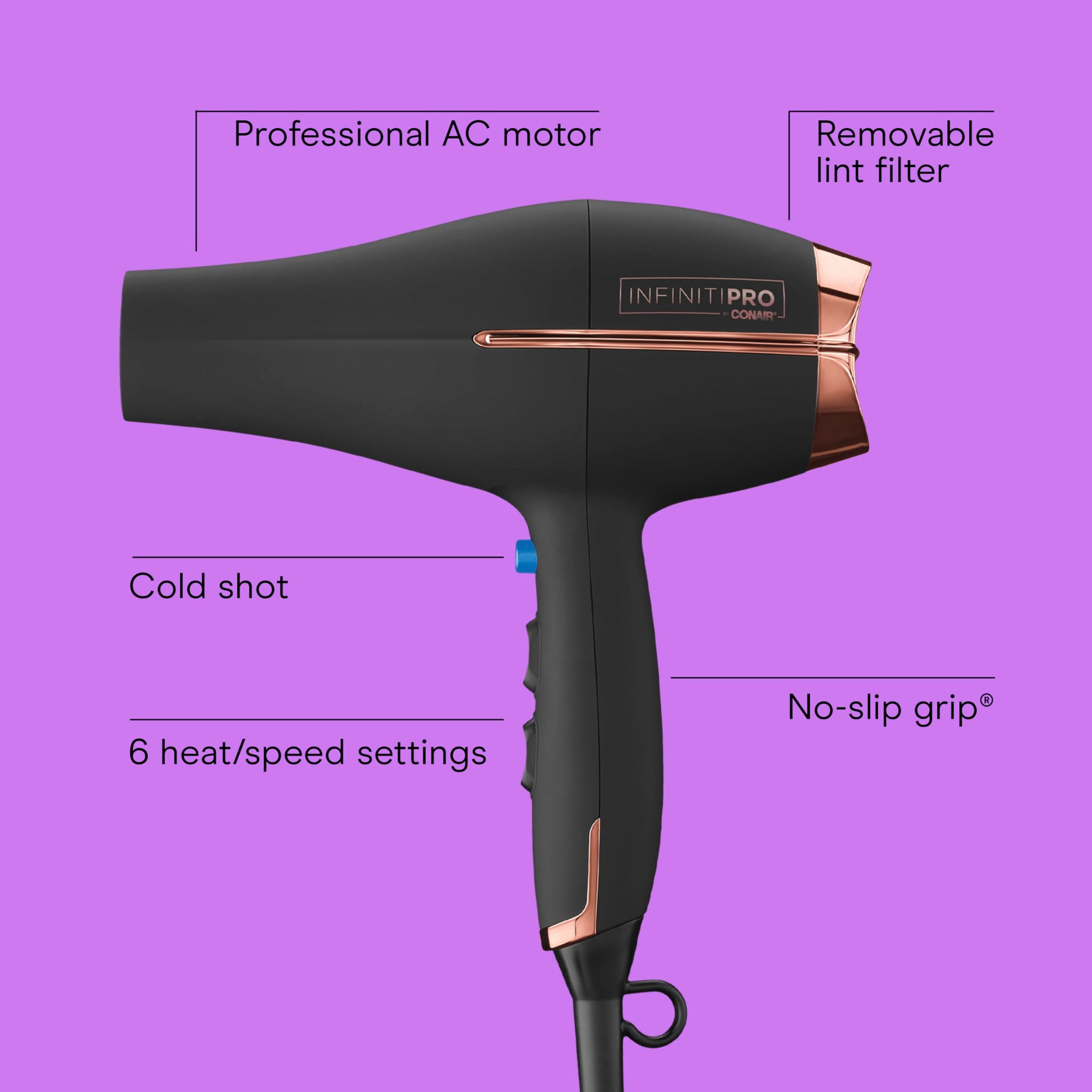 InfinitiPRO Hair Dryer With Diffuser For Faster Drying