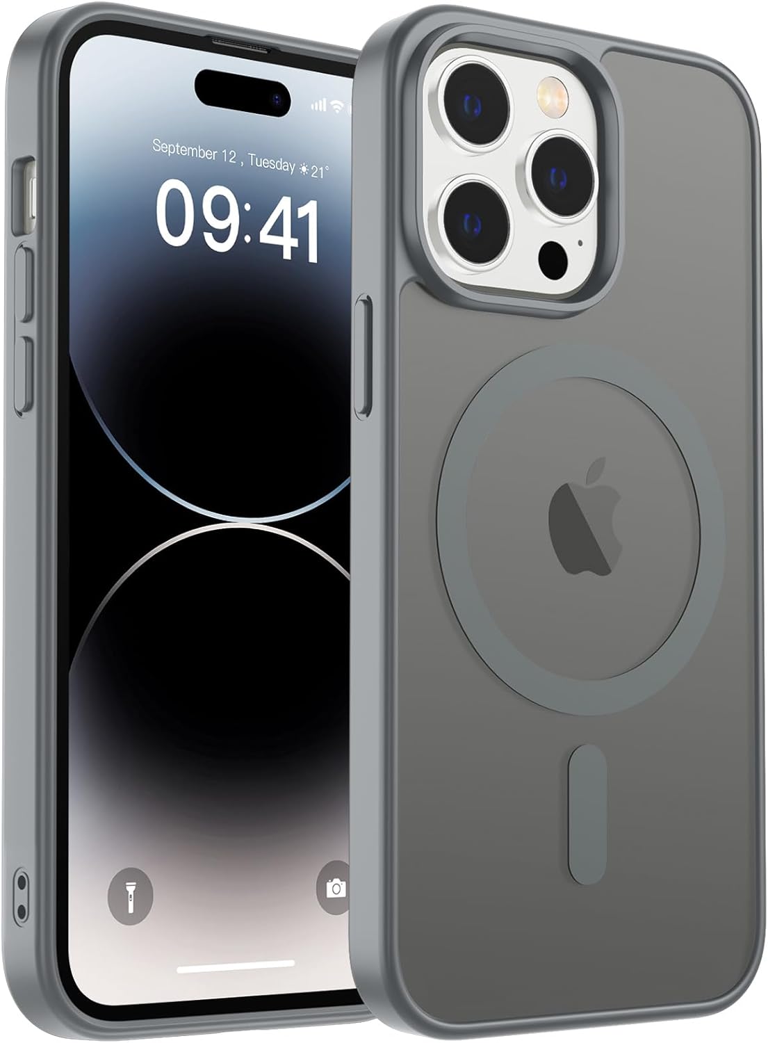 MagSafe Compatible iPhone 14 15 Case Matte Shockproof Anti Scratch Black