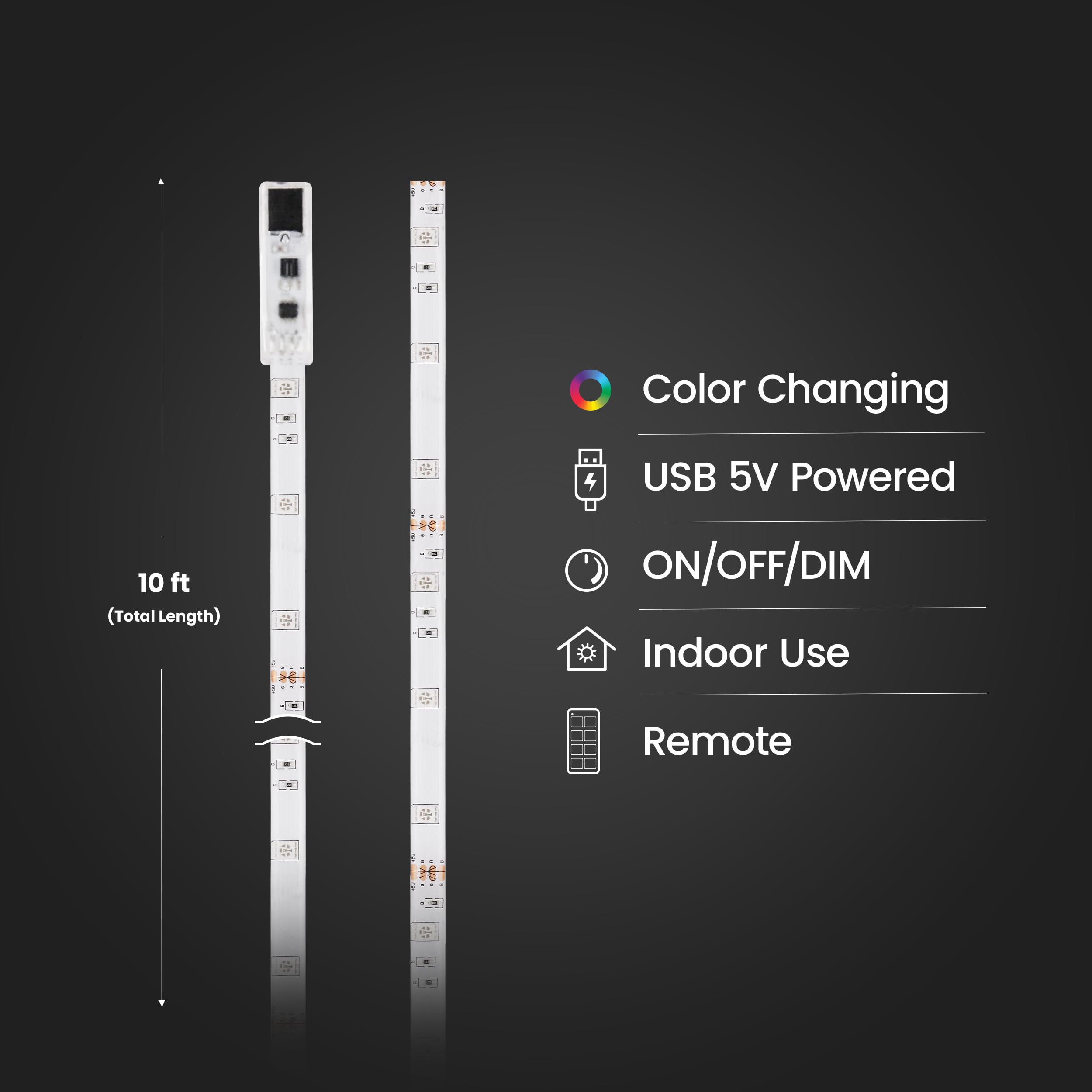 Dimmable RGB Color LED Tape Light For Indoor Ambiance