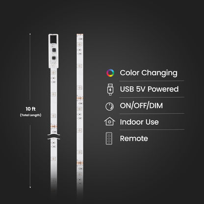Dimmable RGB Color LED Tape Light For Indoor Ambiance