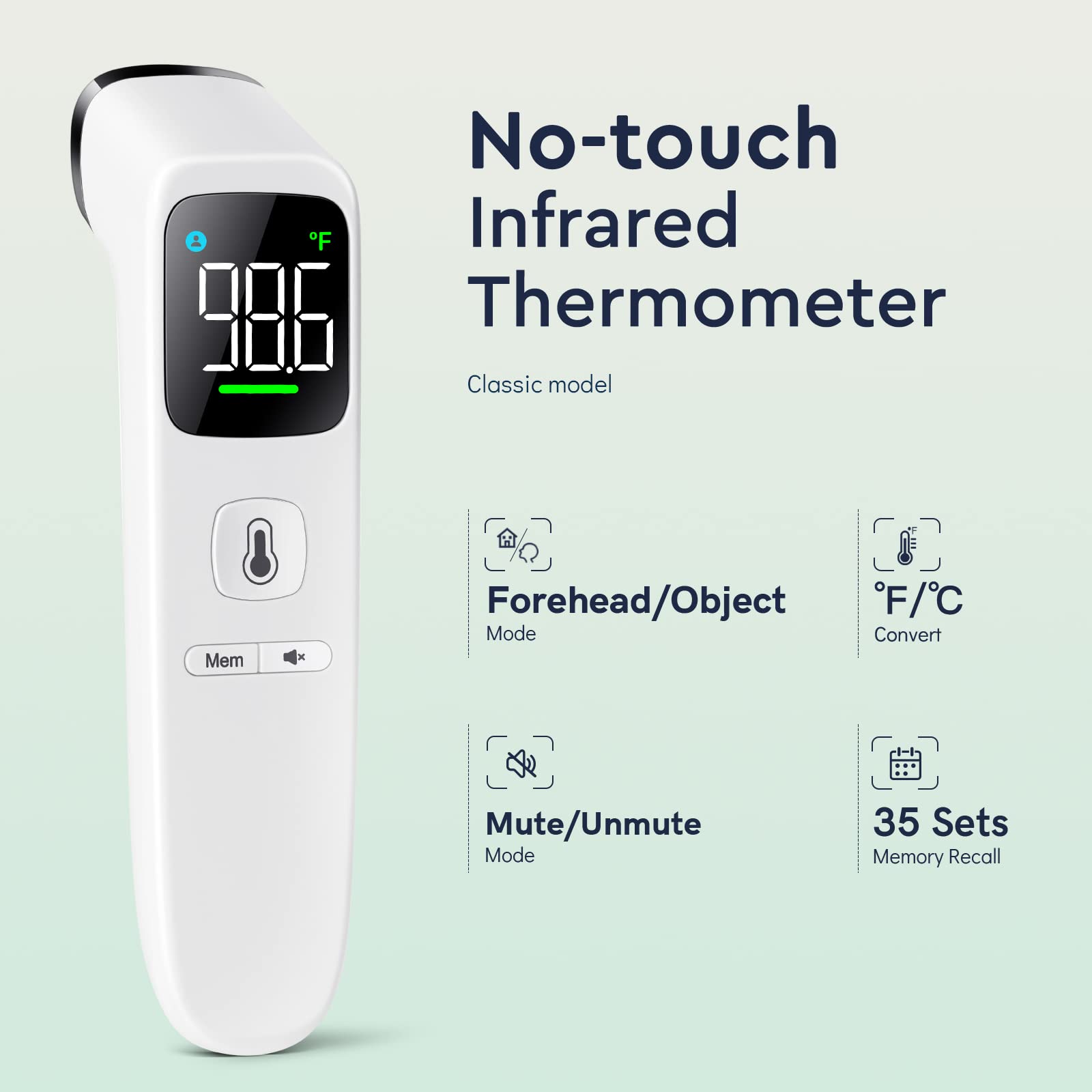 No Touch Digital Thermometer with Fever Alarm for Home Use