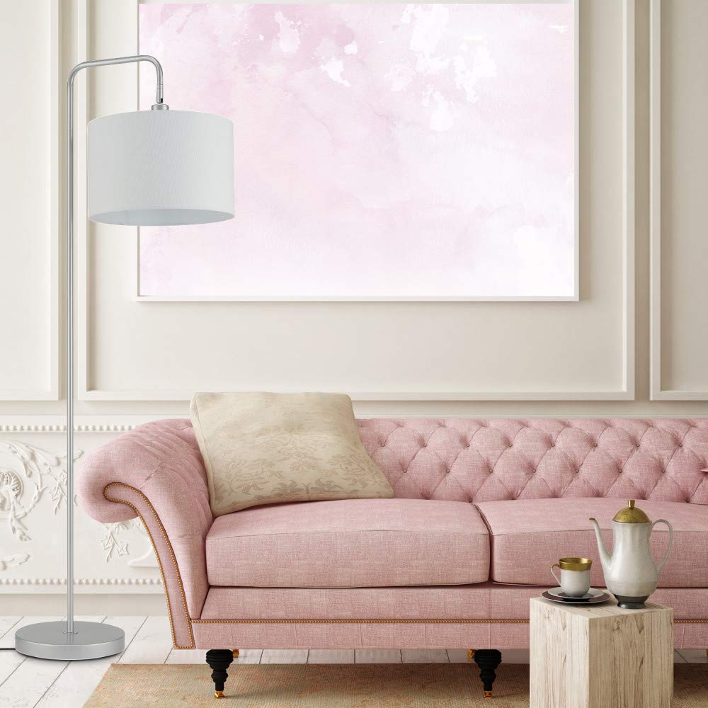 Brass Floor Lamp with White Shade for Modern Decor