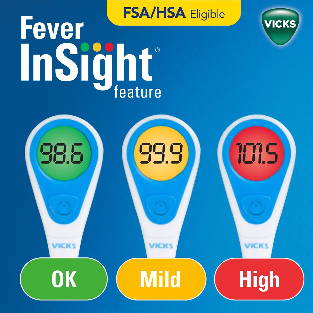 Vicks Speed Read Digital Thermometer With Color Coded Display
