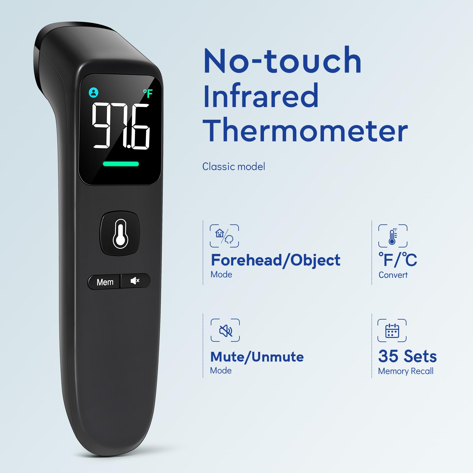 No Touch Digital Thermometer with Fever Alarm for Home Use