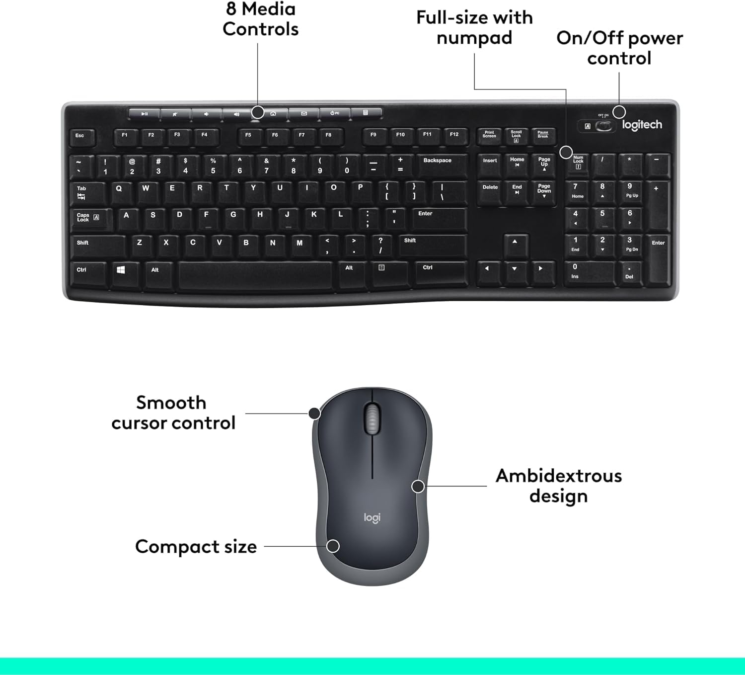 Logitech MK270 Wireless Keyboard and Mouse Combo for Easy Computing