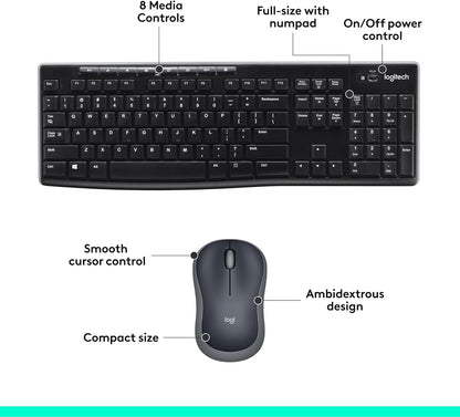 Logitech MK270 Wireless Keyboard and Mouse Combo for Easy Computing