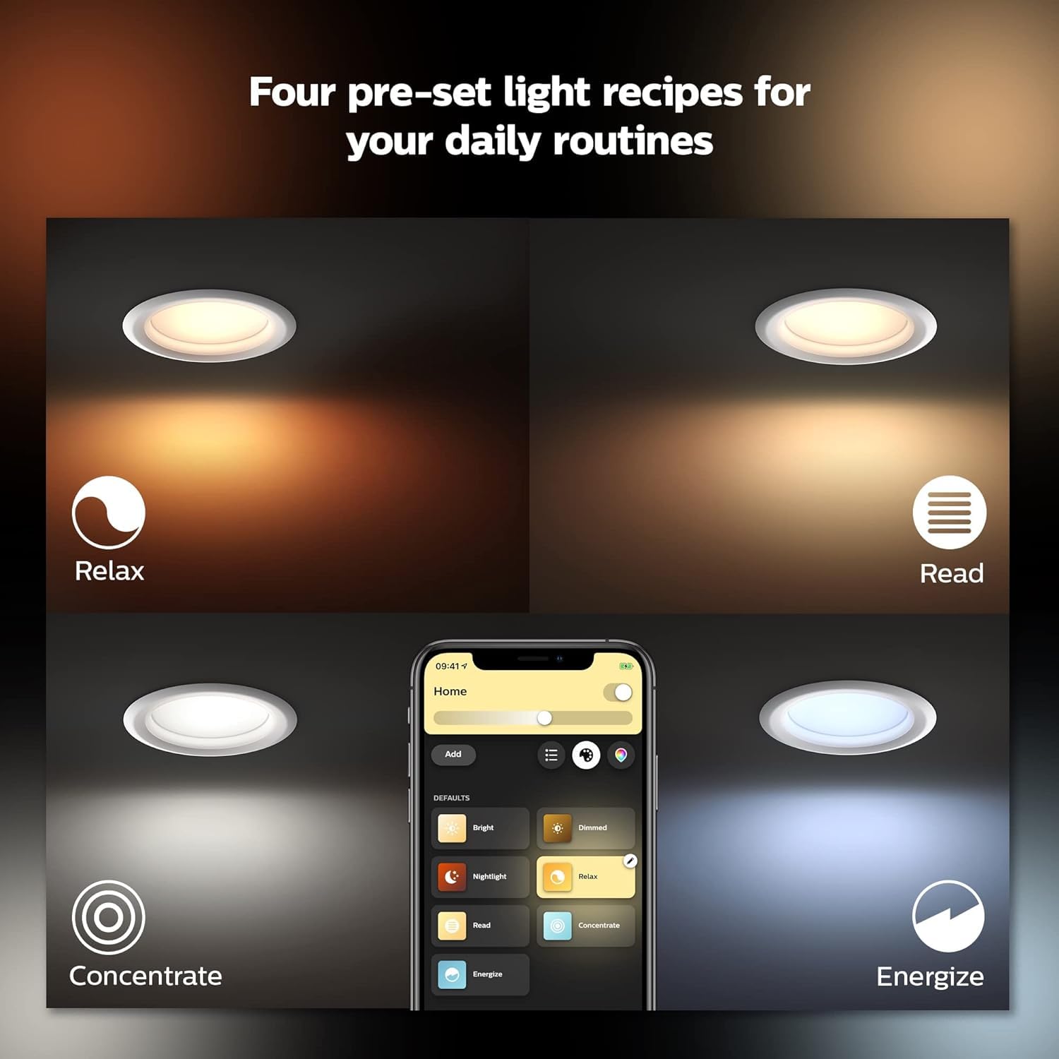 Philips Hue Smart LED Downlight 4 Pack With Color Control