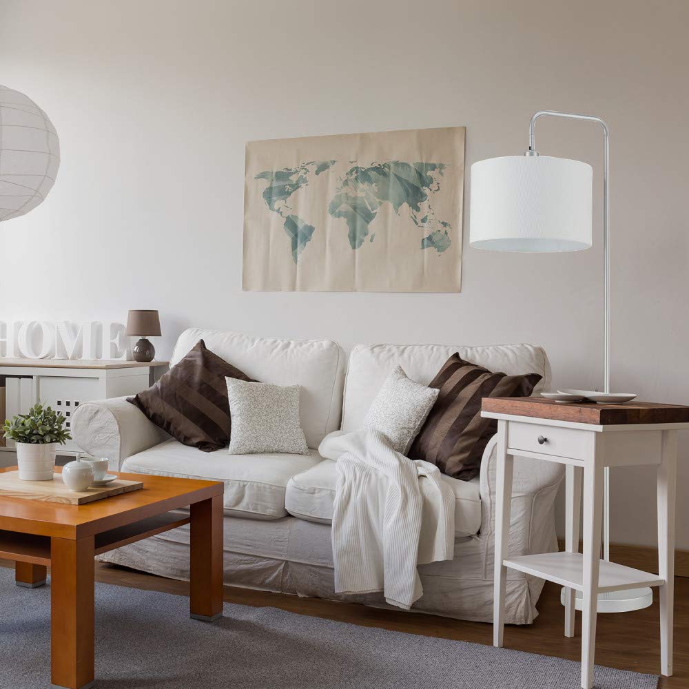 Brass Floor Lamp with White Shade for Modern Decor