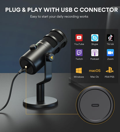 Maono PD100 XLR Cardioid Dynamic Podcast Microphone