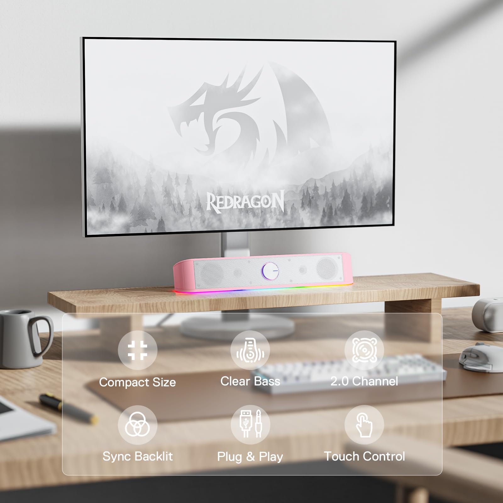Redragon GS560 RGB Desktop Soundbar with Dynamic Lighting