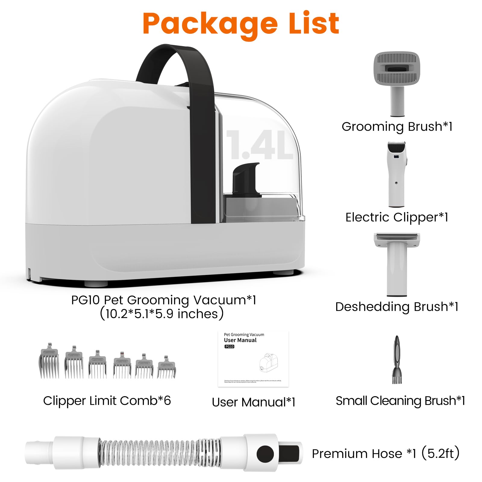 Dog Grooming Vacuum Kit with Low Noise Clippers
