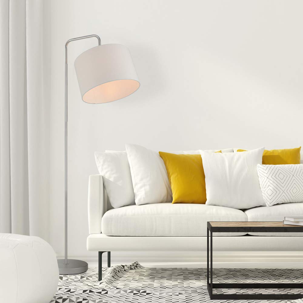 Brass Floor Lamp with White Shade for Modern Decor