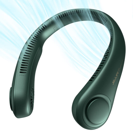 JISULIFE Portable Neck Fan Bladeless Hands Free 5 Speeds 4000mAh Grey