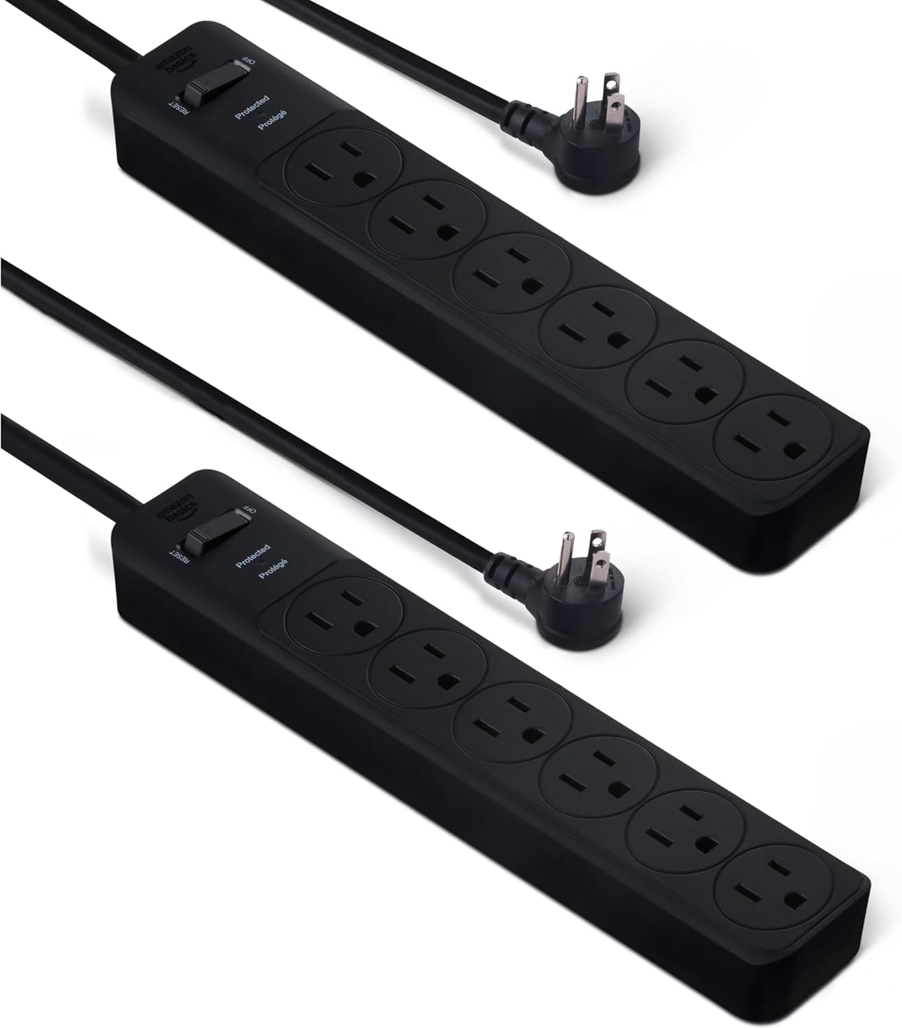 Amazon Basics Two Pack Surge Protector Power Strip 200J