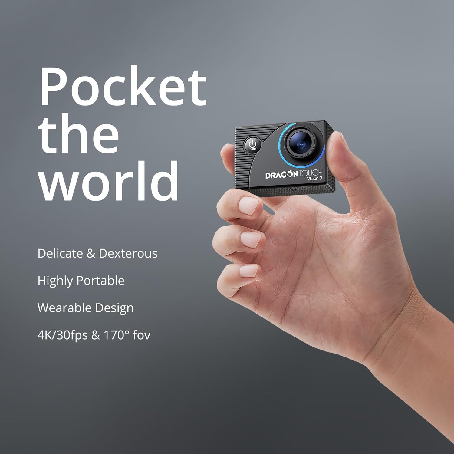 Dragon Touch 4K Action Camera With Wide Angle Lens