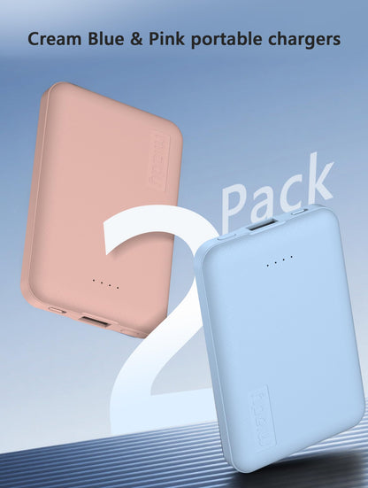 Miady 2 Pack 5000mAh Mini Portable Charger 5V USB C Output