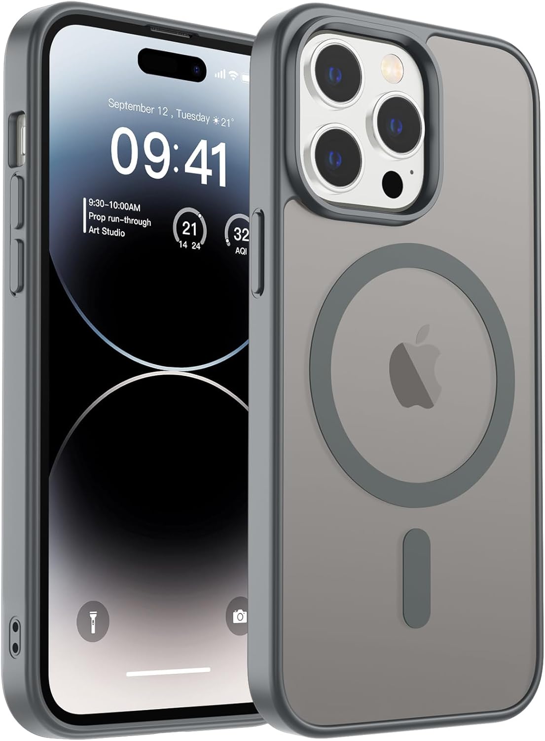 MagSafe Compatible iPhone 14 15 Case Matte Shockproof Anti Scratch Black