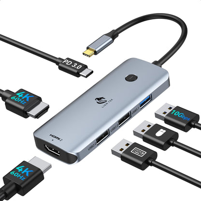 USB C Docking Station Dual Monitor 4K HDMI Hub 6 In 1